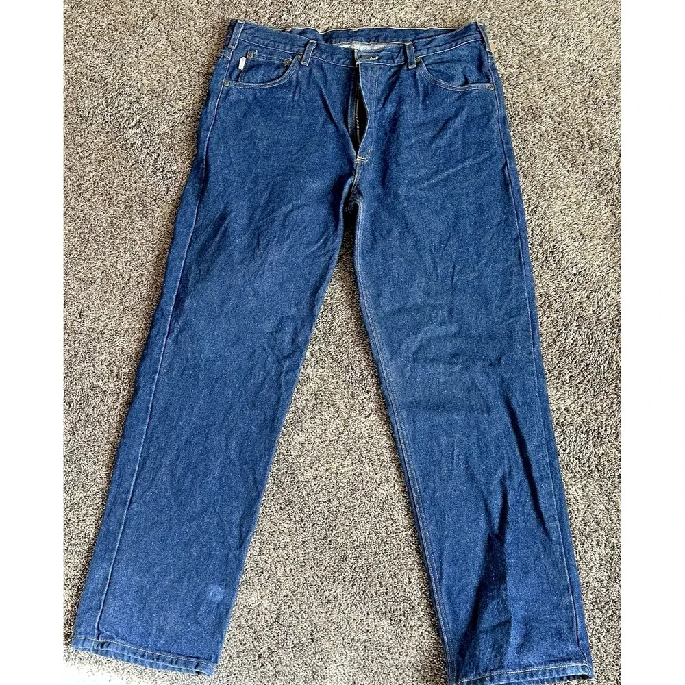 Carhartt Denim Work Jeans Mens Size 38 x 32 Blue Relaxed Fit Tapered Leg NEW